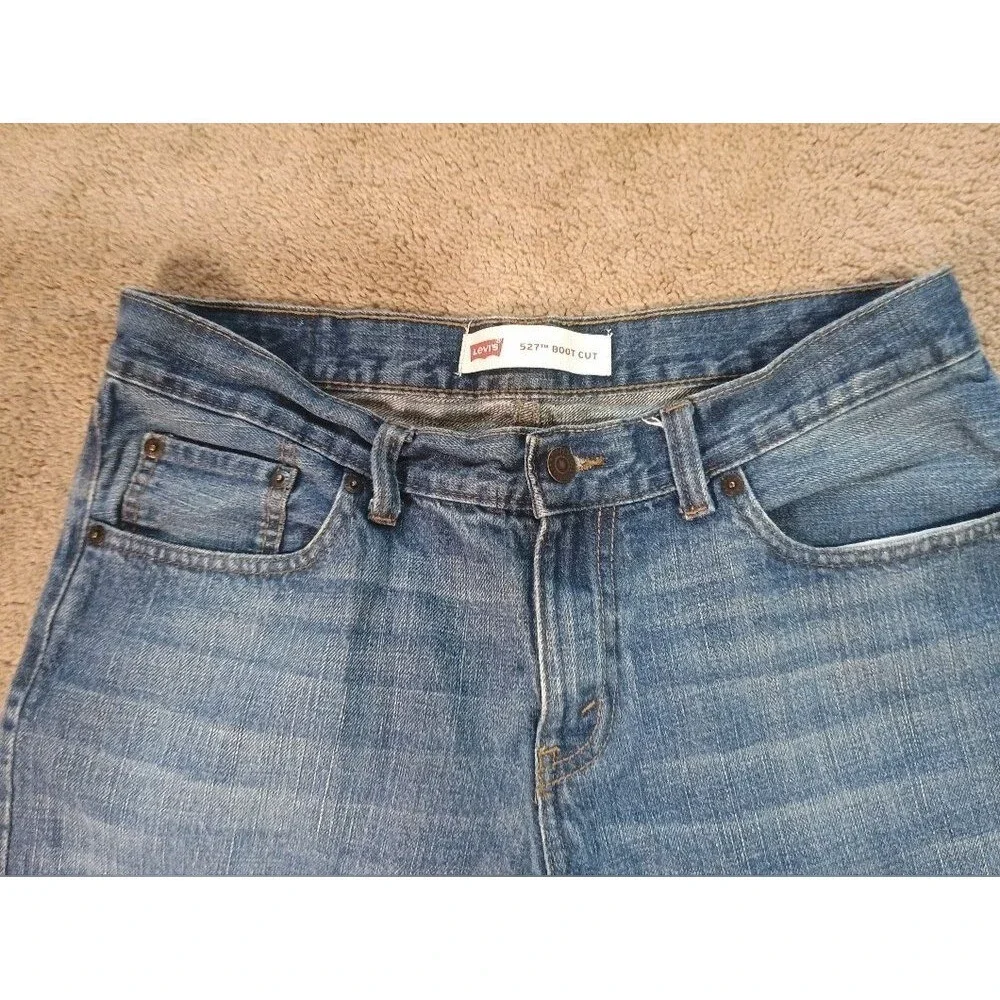 Levis 527‎ Slim Bootcut Mens Jeans Medium Wash Blue Denim 30x25